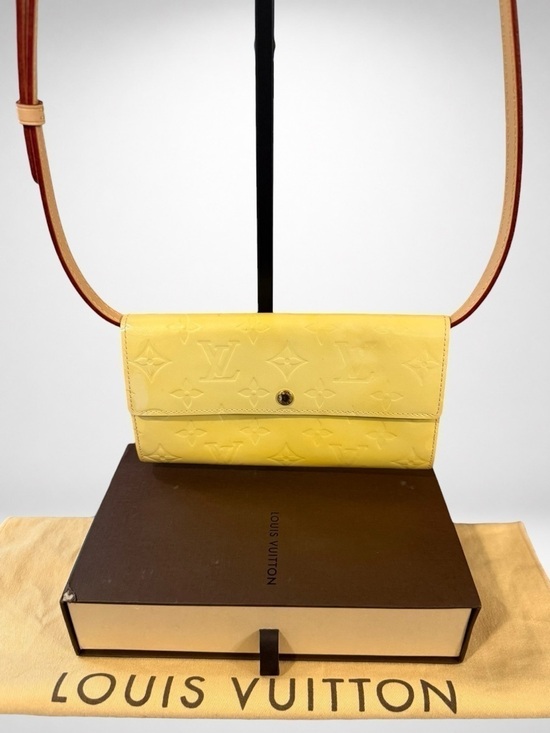 Louis Vuitton Handbags - Louis Vuitton Authentic LV Monogram Vernis Sarah Wallet Yellow Crossbody Bag